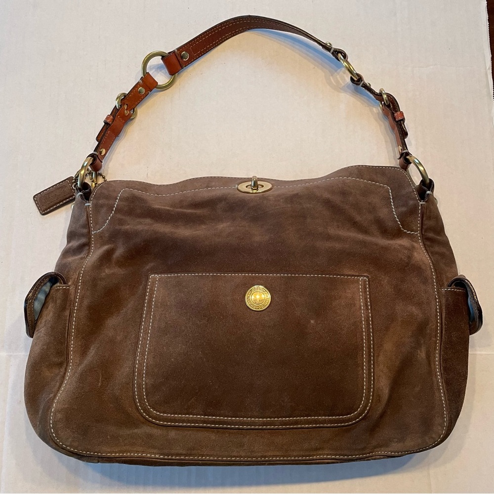 Coach Brown Suede Legacy Hobo Bag #9236